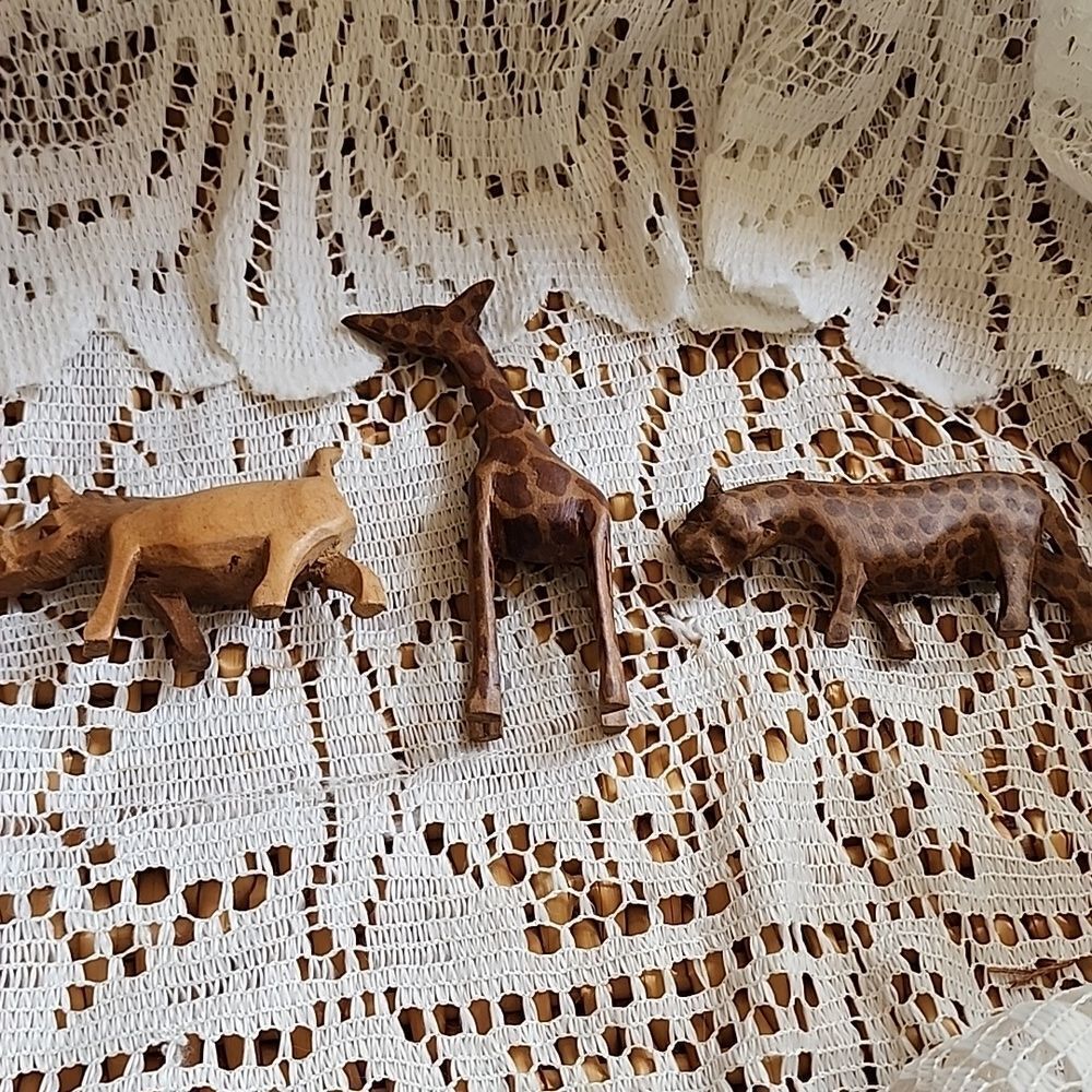 Vintage Carved Wood Safari Animals